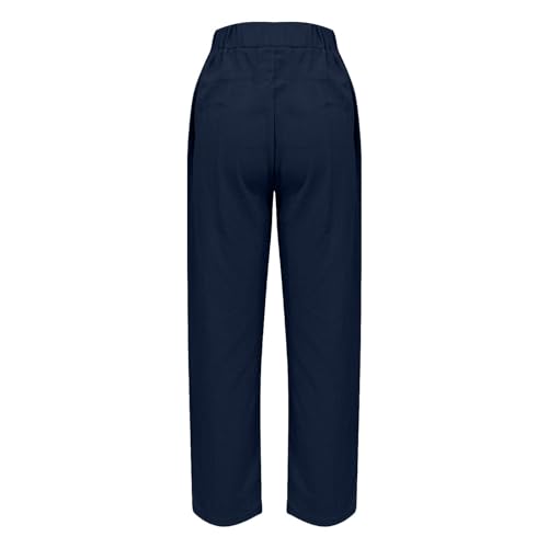Linen Pants for Women High Waist Pants Plus Drawstring Elastic Waist Pants Trousers with Pockets Summer Casual Pants3