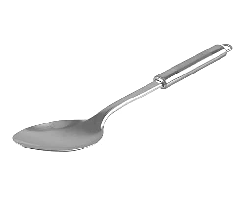 Image of Kitchen Tools Stainless Steel (Food Grade) Heavy Gauge Classic Solid Pan Spoon (Serving Spoon) Chamcha for Serving Rice /Pasta /Subzi (Size 26.7 cm) 1-Piece