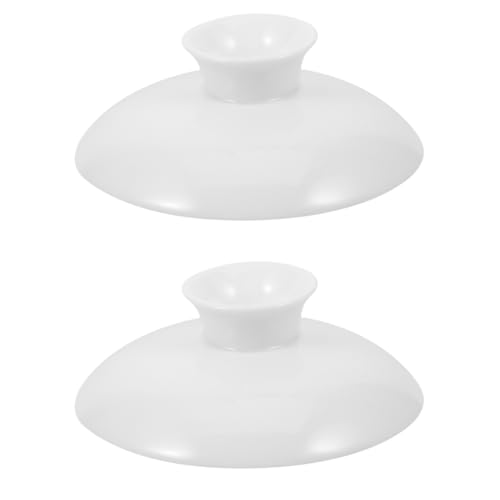 2pcs Ceramic Tea Cup Lid, White Teaware Mug Cover, Replacement Lid for Tea Bowl, Mug, Teapot, 3.07x3.07x2.28 Inch, Ideal for Home Use