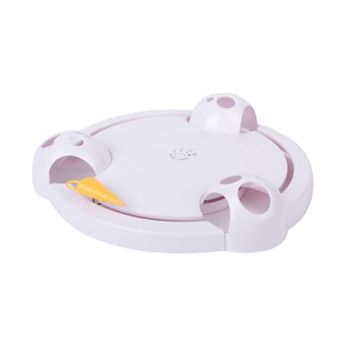 BESPORTBLE シー電動自動猫じゃらし スティック ターンテーブル型 猫用おもちゃ の出口付き ストレス解消 運動不足対策 製耐久素材 かわいい小さなおもちゃのネズミ付き