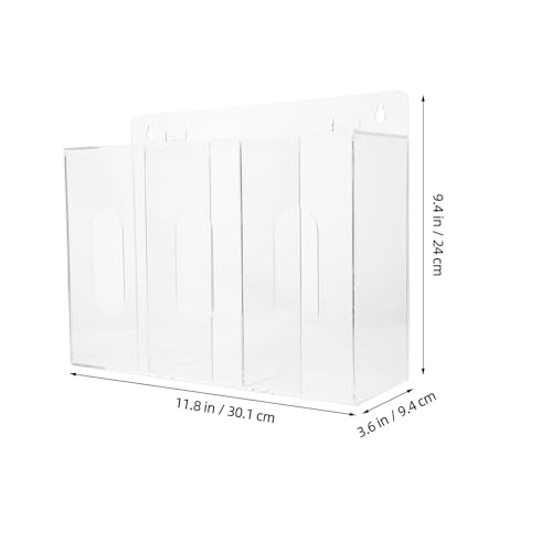 Distributeur mural acrylique transparent 3 compartiments pour rangement de moufles et masques - 8