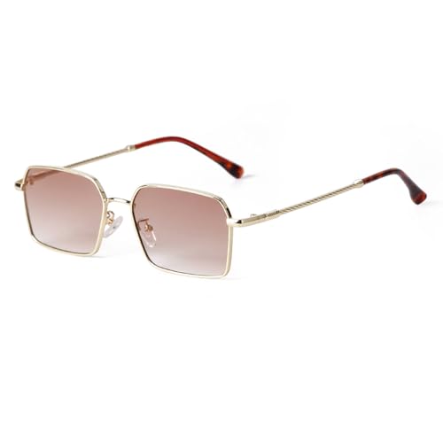Lunettes de soleil rectangulaires monture en métal et protection UV400 pour femme