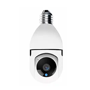 Gizworld Electronics WiFi Outdoor Mini PTZ Camera Bulb Full HD 1080P Wireless Wi-Fi IP Camera, CCTV Cameras with Motion Detection Alarm/Night Vision/Remote Viewing, Two Way Audio, PTZ Dome Camera