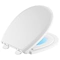 Delta Faucet Sanborne Slow Close Round Toilet Seat with Built In Child Seat, Nightlight Toilet Seat, Soft Close Toilet Seat Round, Toilet Seat Slow Close, White 823902-N-WH