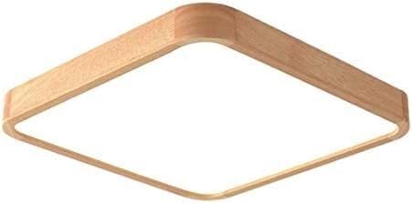 Lustre décoré en bois massif et plafonnier carré à LED haut de gamme