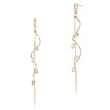 Asdecy Rose Gold Earrings for Women Cubic Zirconia Hypoallergenic Crystal Long Drop Dangle Dangly Earring Dainty Statement CZ Wedding Brides Bridesmaid Jewellery Gifts for Her
