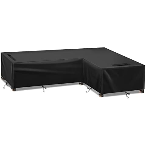 GEMITTO Abdeckung für Gartenmöbel L-Form Loungemöbel Abdeckhaube für L-Form Sofas Wasserdichtes Atmungsaktives Wasserdicht Schutz vor Wind UV Schützende Linke Lang -rechte kurz Cover