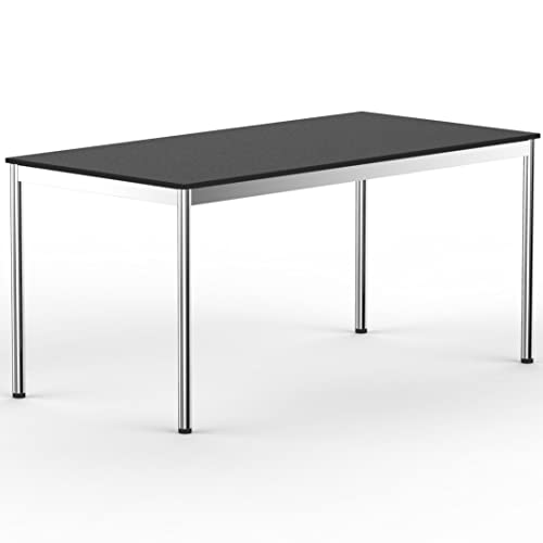 VERSEE SYSTEM8X Höhenverstellbarer Schreibtisch 150 x 60 cm in Schwarz - Für Büro/Home-Office im Metall Chrom Design