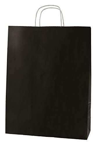 Thepaperbagstore 20 Sacs Cabas en Papier De Qualité Supérieure À Poignées Torsadées, Noir - Grand 320x120x410mm