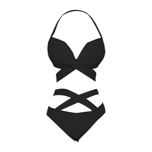 Women Bikini Set Swim Suit Comfortable Stylish Ladies Swimwear Bathing Suit for Club Pool and Water Activities, Black, L