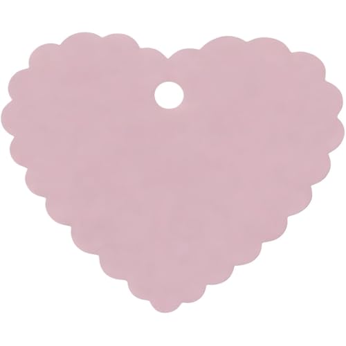 Image of CVANU (300-PCS) Decorative Heart Shape Color Paper Tags & Finish Cut Hole for Hanging with Jute Rope for Gift & DIY Crafts| Message Note| Labeling & Writable (2.16x2.36inch) Old Pink