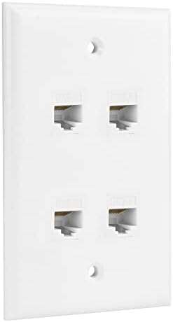 RICNOS Placa de pared Ethernet, 4 puertos Cat6 hembra a hembra Jack de ...