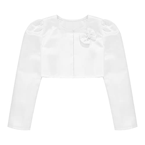 Kids Girls Solid Color Long Sleeve Wedding Dress Cover Up Bolero Cardigan Shrugs Satin Princess Shrug3