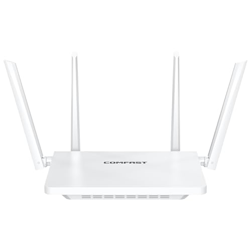COMFAST WLAN Router 3000Mbps WiFi 6 Dualband mit 4 Antennen 4X Gigabit LAN Ports Mesh MU-MIMO+OFDMA WPA3 TWT IPv6 Signal-LED EU Plug ideal für Zuhause und Büro