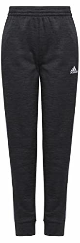 adidas Youth 3-Stripe Fleece Jogger (as1, Alpha, s, Regular, Heather Black/White)