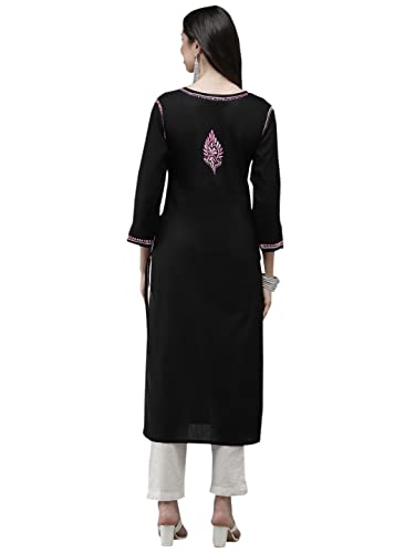 Image of Ada Hand Embroidered Lucknowi Chikankari Cotton Kurta Kurti for Women A411191