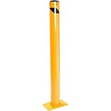 Global Industrial 670581 Steel Safety Bollard with Removable Base & Cap - Black Hazard - 5.5 x 48 in.