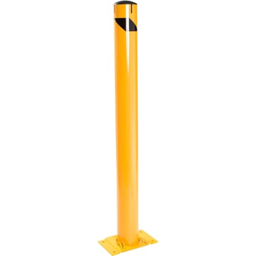 Global Industrial 670581 Steel Safety Bollard with Removable Base & Cap - Black Hazard - 5.5 x 48 in.