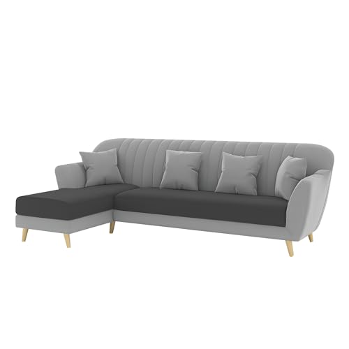 Image of Atticus LHS 6 Seater L Shape Sofa Set for Living Room (Black Grey Fabric) Premium Fabric Sofa Set