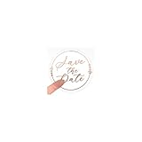 100 x Save The Date Envelope Seals – Rose Gold Wedding Stickers – Clear Transparent Favor Labels – Embossed Foil Save The Date Stickers – 1.6 Inch Round (Rose Gold)
