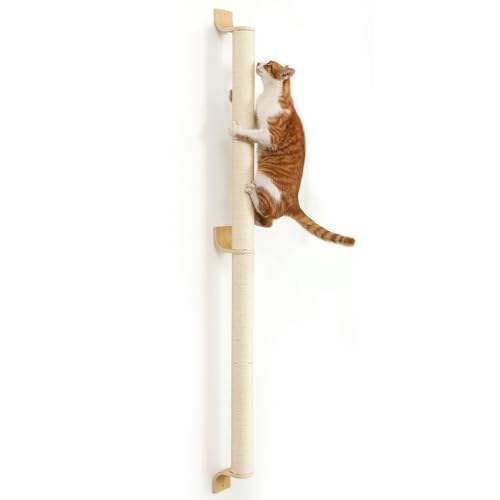 FUKUMARU Wandkratzsäule Katzen, 154 cm großer Kratzbaum zur Wandmontage, Stabiler kratzbaum Wand aus Sisal