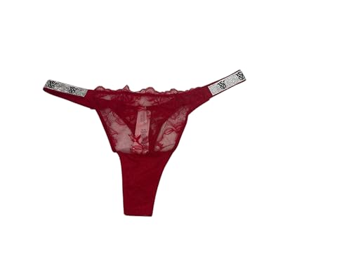Victoria's Secret Shine Strap Very Sexy Lace Thong Panty Color Red New2