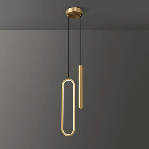Lampe suspendue en laiton à 2 têtes avec spot de plafond doré LED 12W