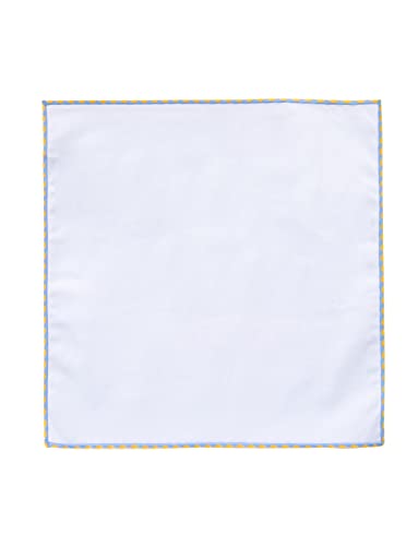 Image of 3-Pk Mens Cotton White Pocket Square with Color Border(10 Colors)