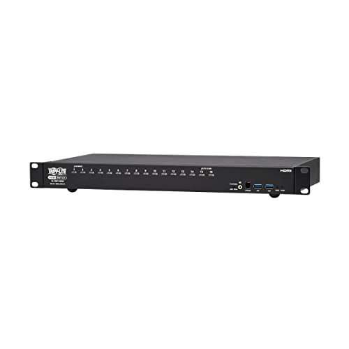 Image of Tripp Lite 16-Port 4K HDMI KVM Switch, 2 USB 3.2 Peripheral Sharing for Keyboard & Mouse, 4K @ 60 Hz - Windows, Mac and Linux Compatible - 1U Rack-Mount, 3-Year Warranty (B024-H4U16)