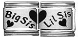 Clearly Charming Big Sis, Lil Sis Double Laser Italian Charm Bracelet Link