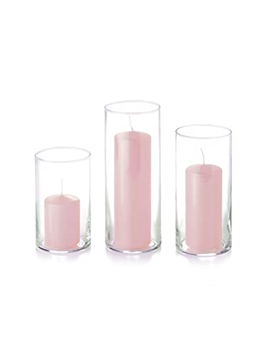 yummi Set of 36 Slim Pillars and Cylinder Vases - Blush
