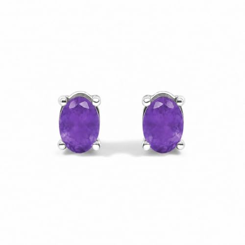 .925 Sterling Silver 5x3mm Natural Oval Garnet Stud Earrings