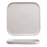 AIYoo Porcelain Dinner Plates White 6 Inch Square Ceramic Dinner Plates Set of 2 Dessert Salad Plate
