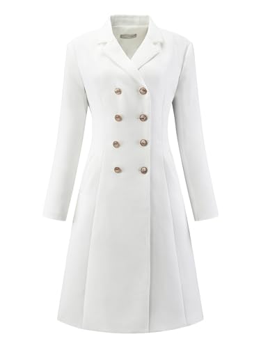 Image of Hobemty Women's Tweed Blazer Dress Collared Double Breasted A-Line Formal Work Dresses