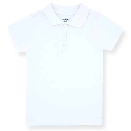 Image of Studio 3 Girls' 4-Pack Soft Jersey Short Sleeve Polo Shirts