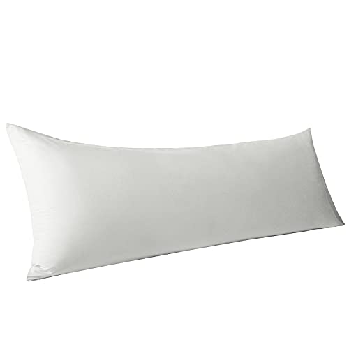 Organictune Body Pillow Cover Microfiber Long Pillow Case Breathable Soft Shrinkage and Fade Resistant Pillowcase with Envelope Closure (Light Grey,20x54 Inches)