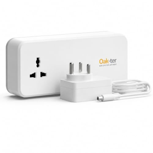 Image of Oak-TER Mini UPS for Jio AirFiber and Airtel Xstream AirFiber | AirFiber Plus Support, 1 Year Warranty, Universal Socket, Power Backup, Compact Design