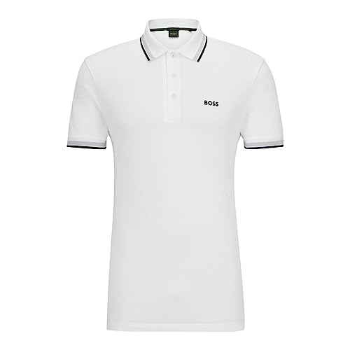 BOSS Mens Paddy Short Sleeve Polo Shirt Classic White Medium US