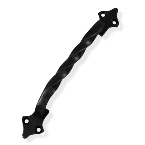 Amig - Poignée - Modèle 1002 - Fabriquée en acier - Quincaillerie rustique - 182 mm - Sans plaque - Vis incluses - Finition : Noir