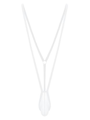 Jugaoge Mens High Cut Thong Jumpsuit Sheer Mesh O-ring Pouch V Sling Mankini T Back Underwear