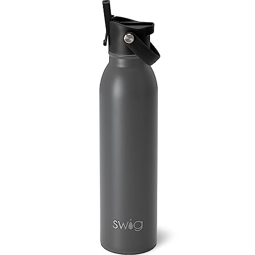 Swig Life Botella de agua aislada de 20 onzas con pajita y tirón + asa de sorbo | A prueba de fugas, apta para lavavajillas, apto para tazas, botella de agua de acero inoxidable