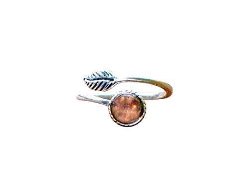 Bottled Up Designs Handmade Vintage Leaf Ring, Recycled Pink Depression Glass, Sterling Silver, Eco Friendly, Made in USA, Birthday Gifts, Mothers Day, Women, Anniversary (Pink)