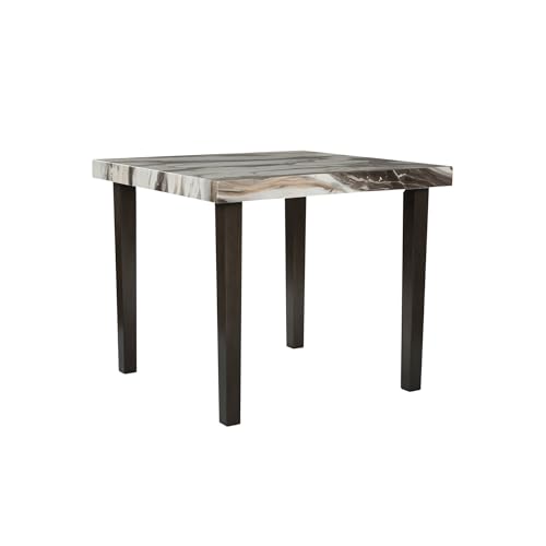Signature Design by Ashley Jazmore Contemporary Counter Height Dining Table with Faux Marble Pattern, Dark Brown & Beige
