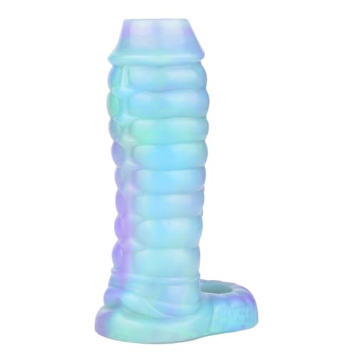 Jomyu Realistischer Dildo Monster Penis Sleeve Tier Penishülle mit Hodenring Alien Dildo Erektionssteigerung Extender Wiederverwendbare Penishülle Penis Vergrößerung G-Punkt Extender Sexspielzeug