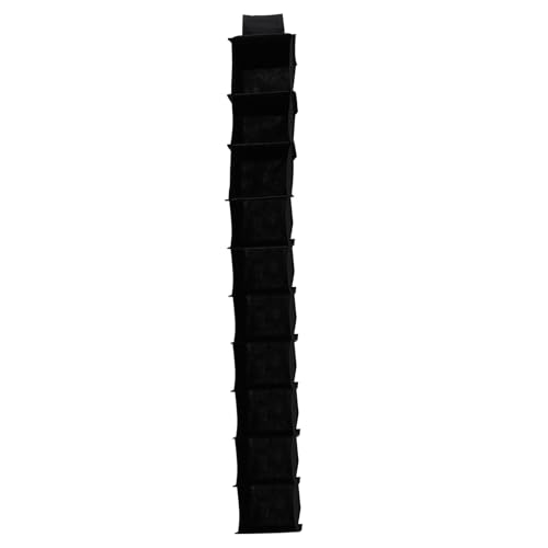 QUMIIRITY Bolsa de Almacenamiento Colgante de 10 Rejillas para Armario, Tela Resistente Negra, Organizador Práctico para Ropa Interior y Calcetines en Dormitorio