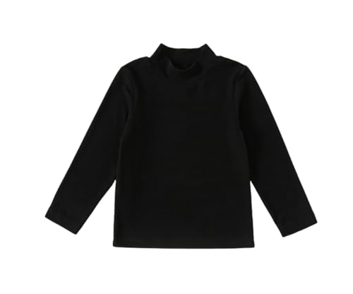 Toddler Kids Baby Girl Basic Shirts Crewneck Long Sleeve Undershirts Unisex Girls Solid Color Tee Shirt Tops (Black,120/4-5 Y,Unisex,Big Kid,US,Age,4 Years,5 Years)