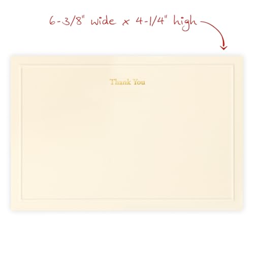 Image of The Gallery Collection, Gold, 15 Flat Single-Panel Thank You Note Cards with Embossed Borders, Includes Sealfast Envelopes