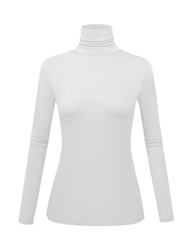 Women's Long Sleeve Turtleneck Shirts Slim Fitted Lightweight Base Layer Casual Tops