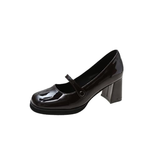 Chaussures noires à talons moyens retro style français chic élégant pour femme