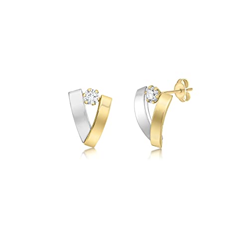 Boucles d'oreilles bands or jaune et blanc 9 ct pour un style chic quotidien